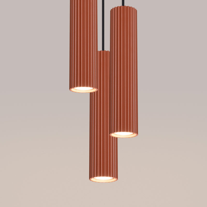 Pendant light KARBON 3P red ochre