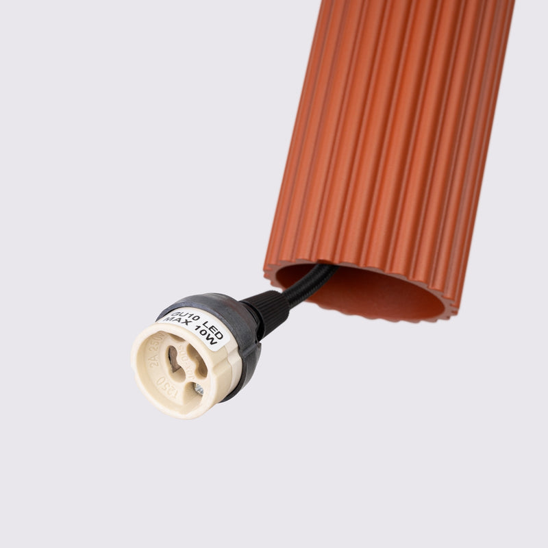 Pendant light KARBON 3P red ochre