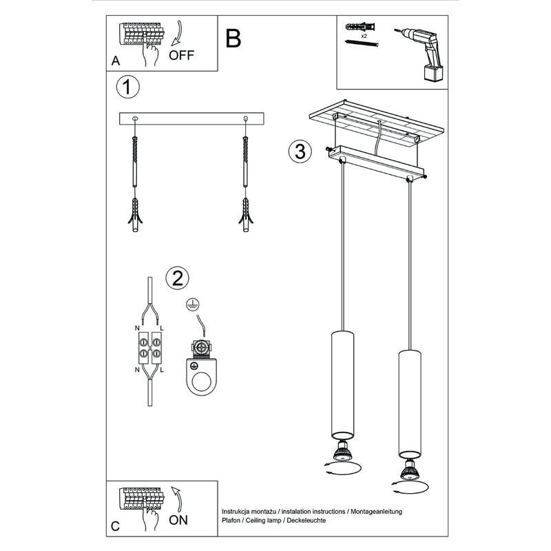 Pendant light LAGOS 2 Beige – Stylish hanging lamp with two light sources