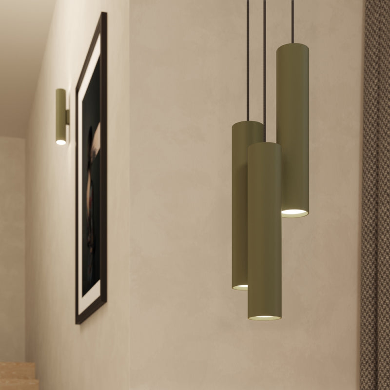 Pendant light LAGOS 3L olive green – Elegant hanging light with three light sources