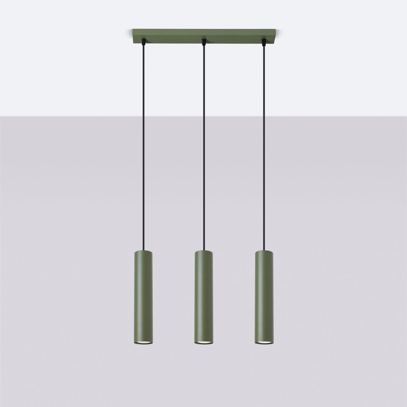Pendelleuchte LAGOS 3L olivgrün – Elegante Hängeleuchte mit drei Lichtquellen