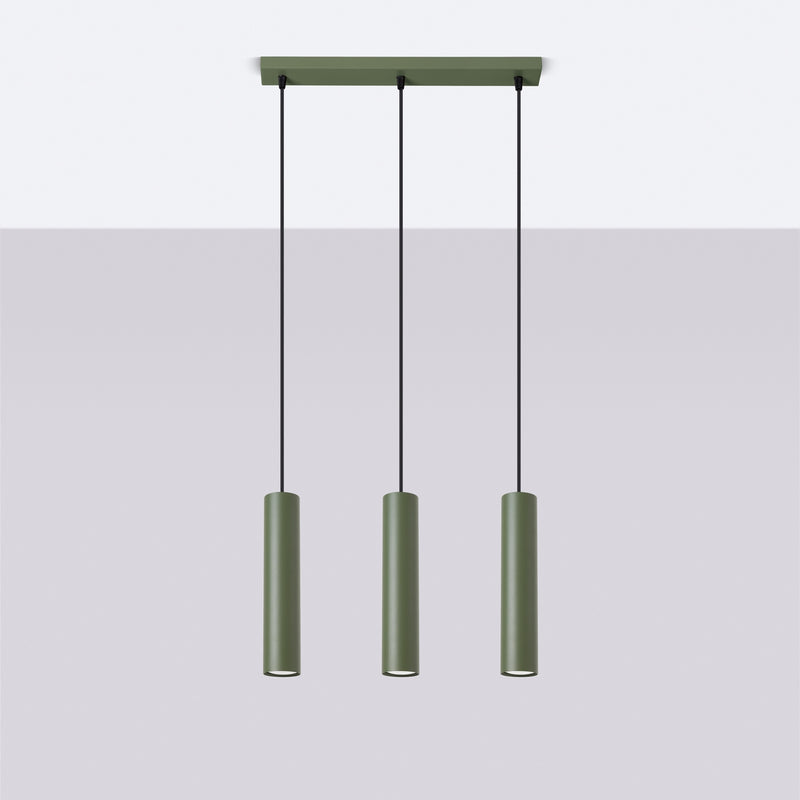 Pendant light LAGOS 3L olive green – Elegant hanging light with three light sources
