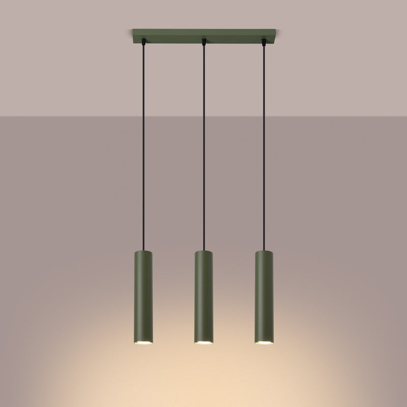 Pendant light LAGOS 3L olive green – Elegant hanging light with three light sources