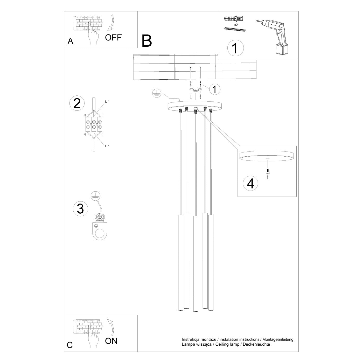 Pendant light PASTELO 5P beige