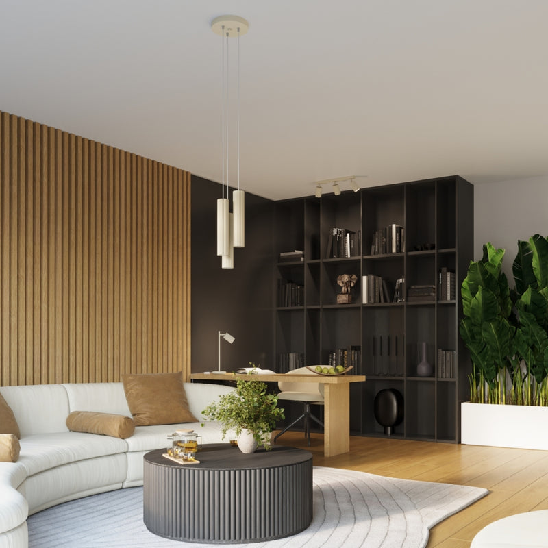 Deckenleuchte Karbon 3L Beige Aluminium Modern Plafond
