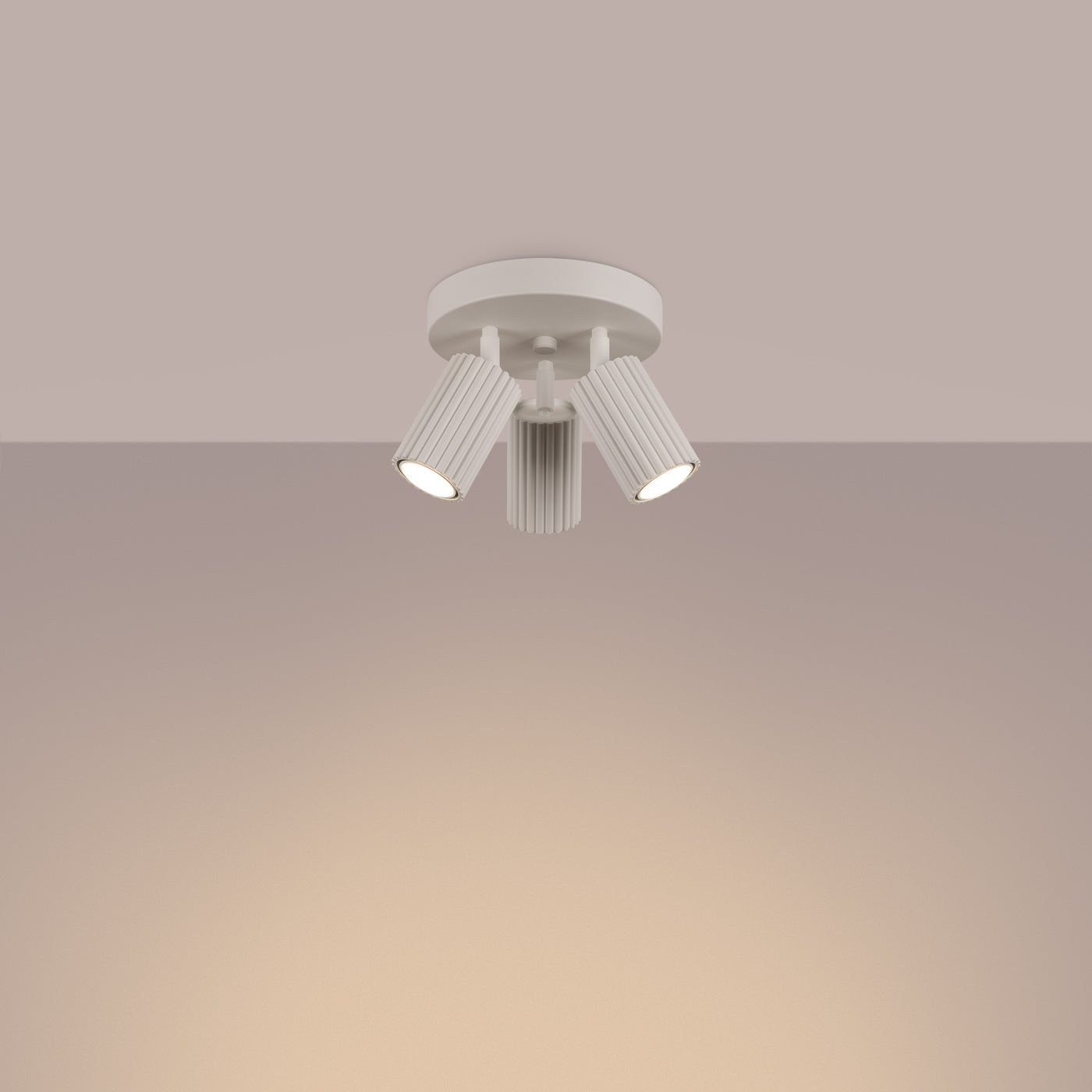 Plafond Deckenleuchte Karbon 3P Beige Aluminium Rund Design