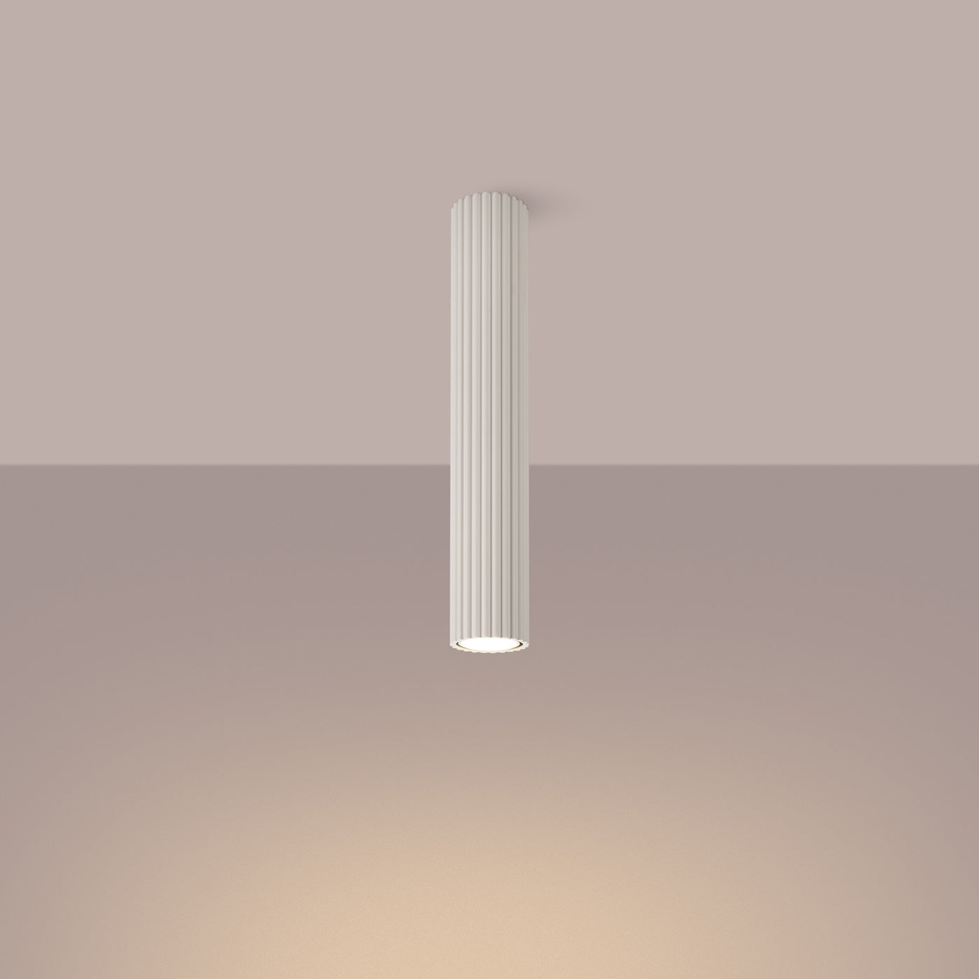 Plafond Deckenleuchte Karbon 40 Beige Aluminium Zylinder Modern