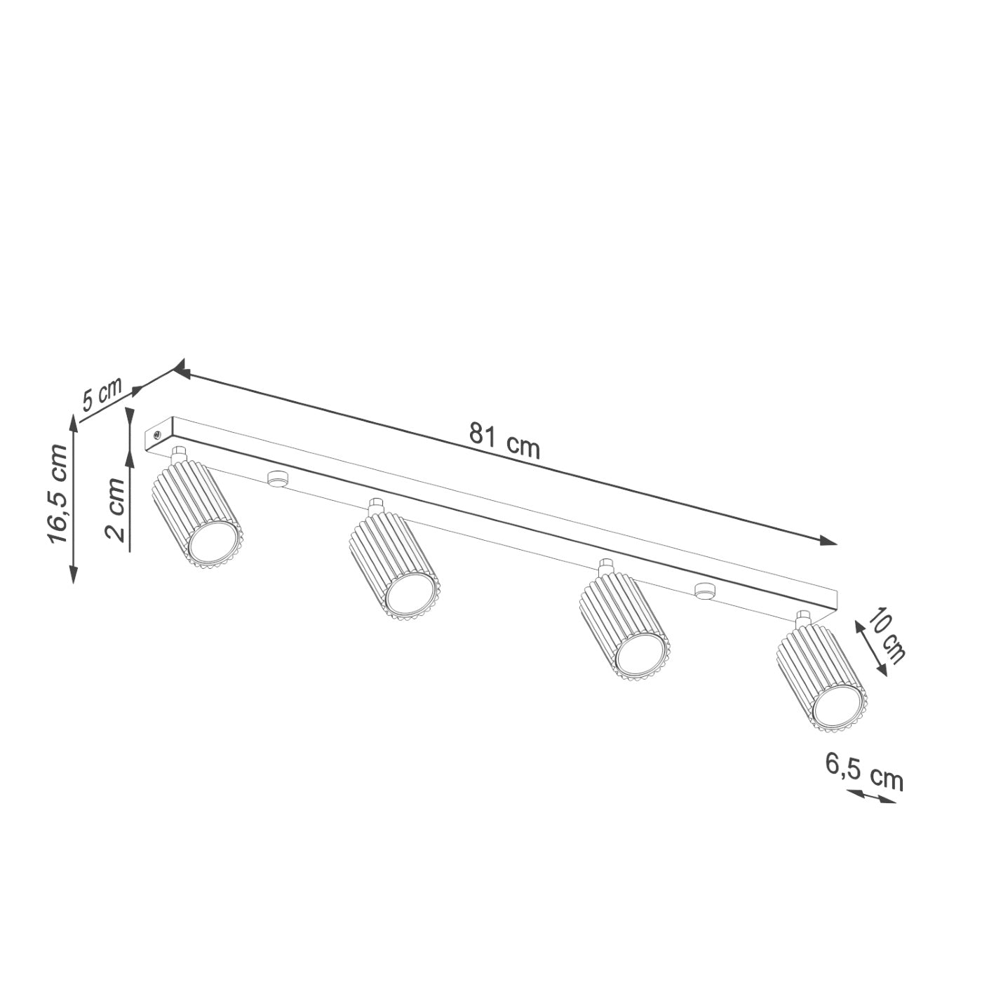 Plafond Deckenleuchte Karbon 4L Ockerrot Aluminium Linear Modern