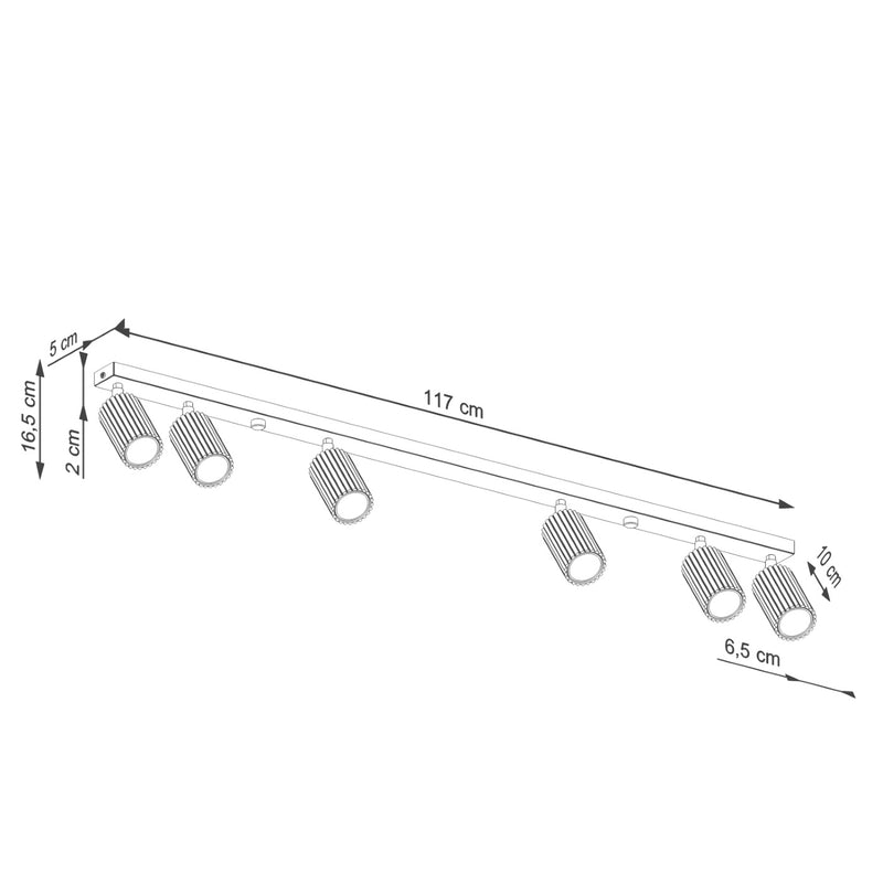 Deckenleuchte Karbon 6L Beige Aluminium Linear Design Plafond