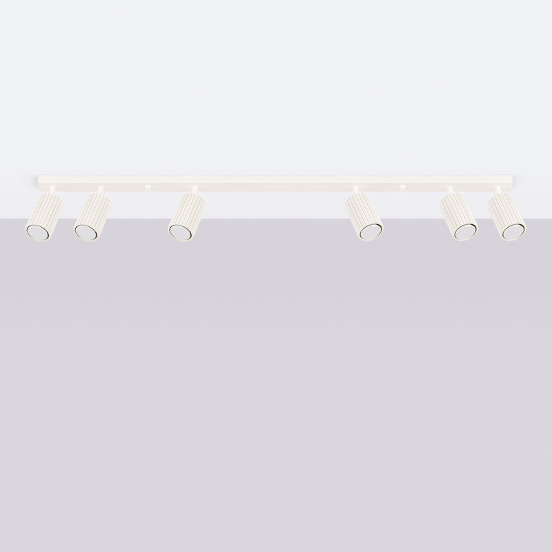 Deckenleuchte Karbon 6L Beige Aluminium Linear Design Plafond
