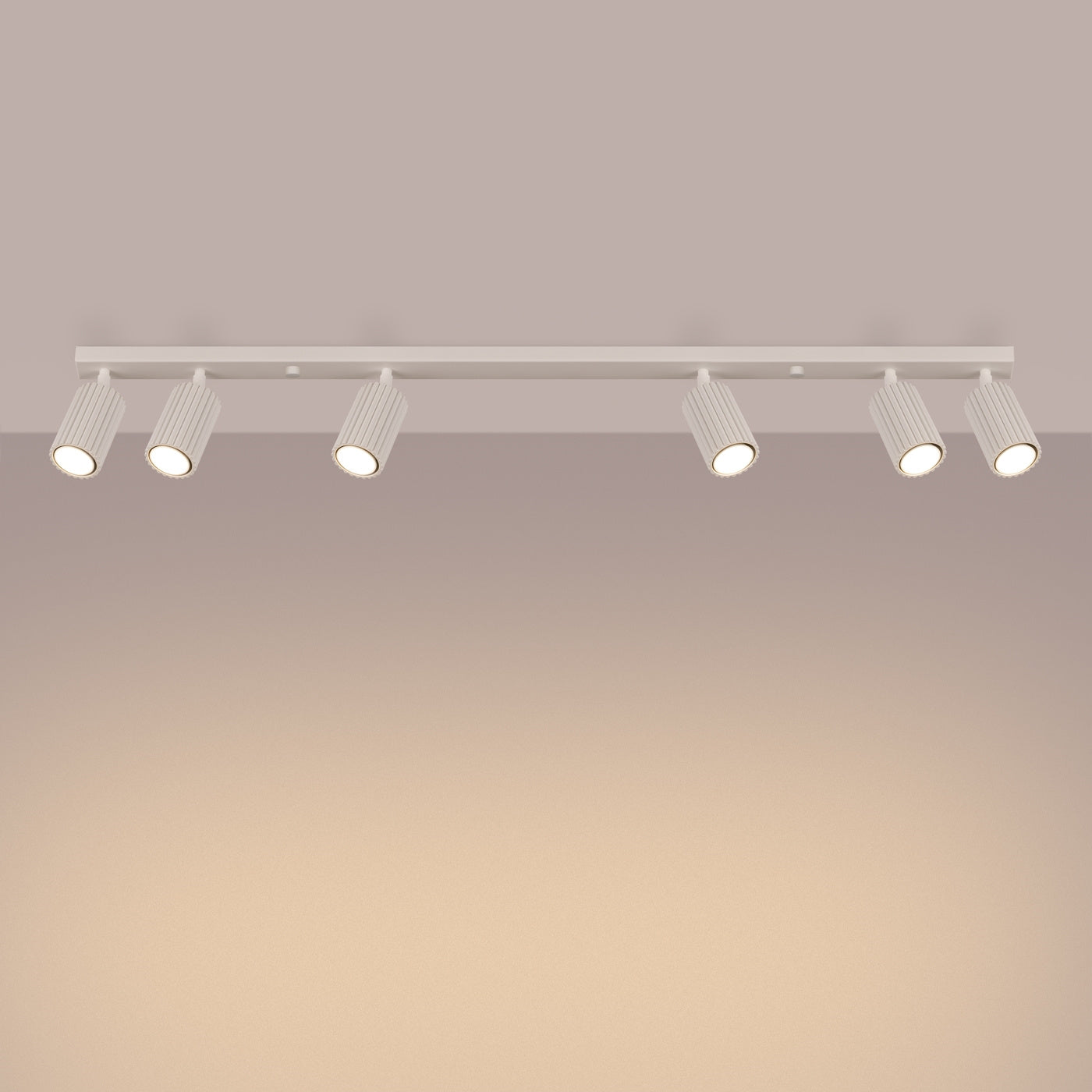 Deckenleuchte Karbon 6L Beige Aluminium Linear Design Plafond