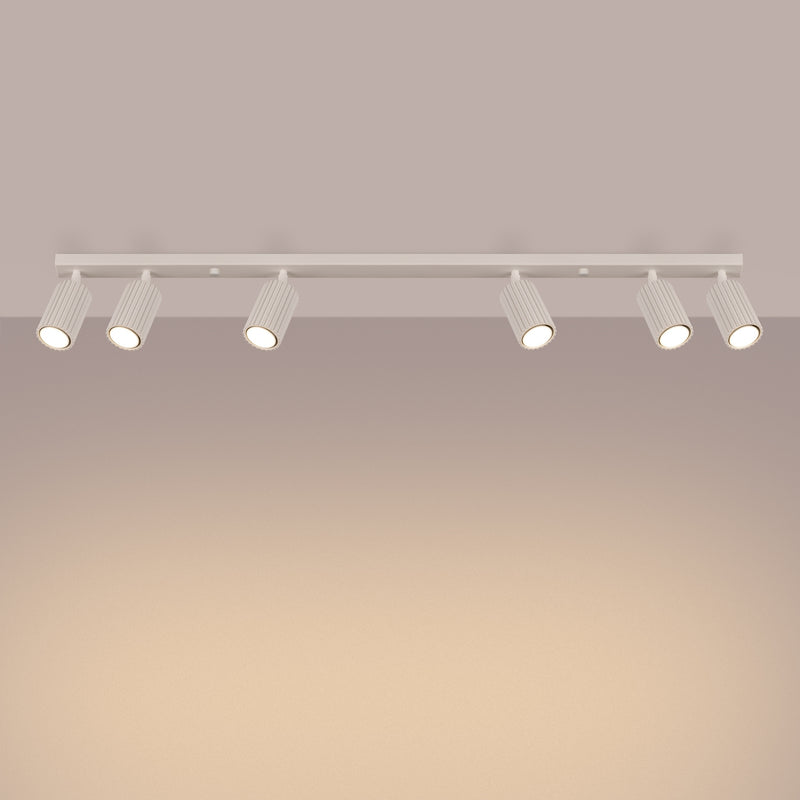 Deckenleuchte Karbon 6L Beige Aluminium Linear Design Plafond