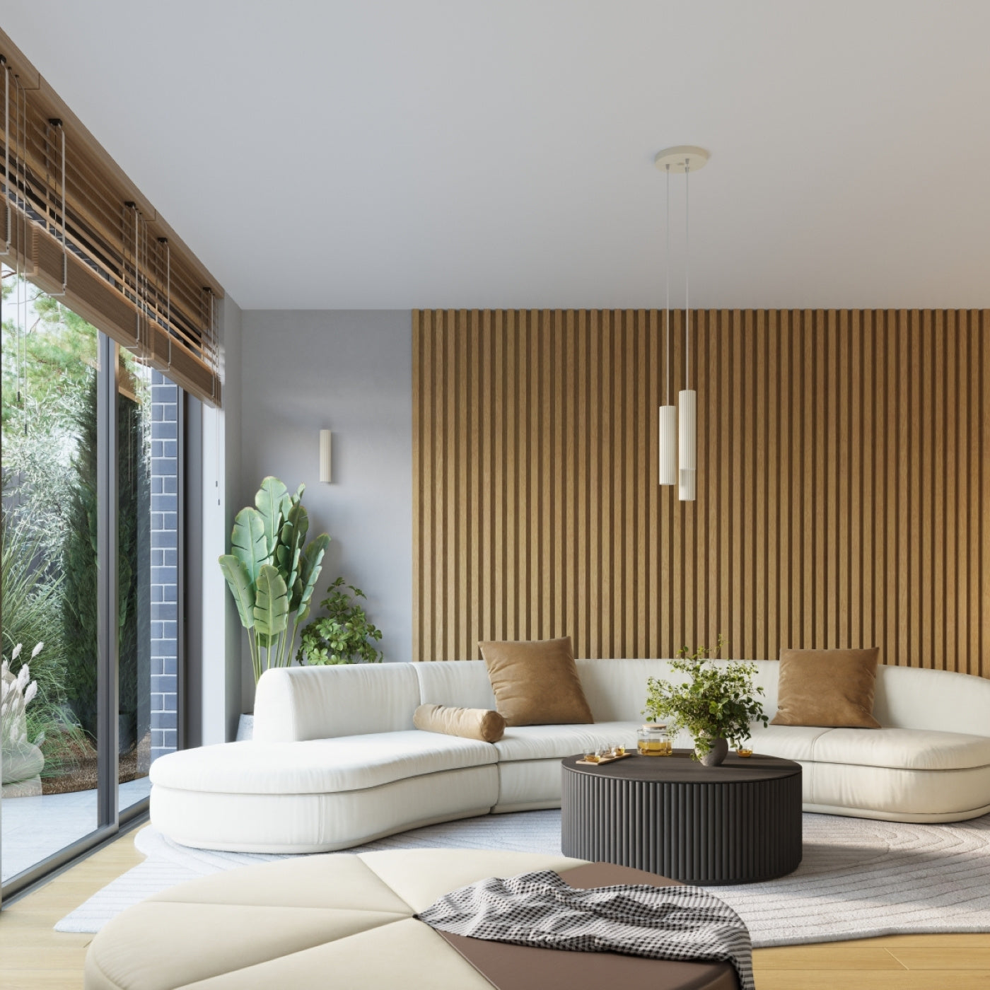Wandleuchte Karbon 20 Beige Aluminium Geriffelt Modern