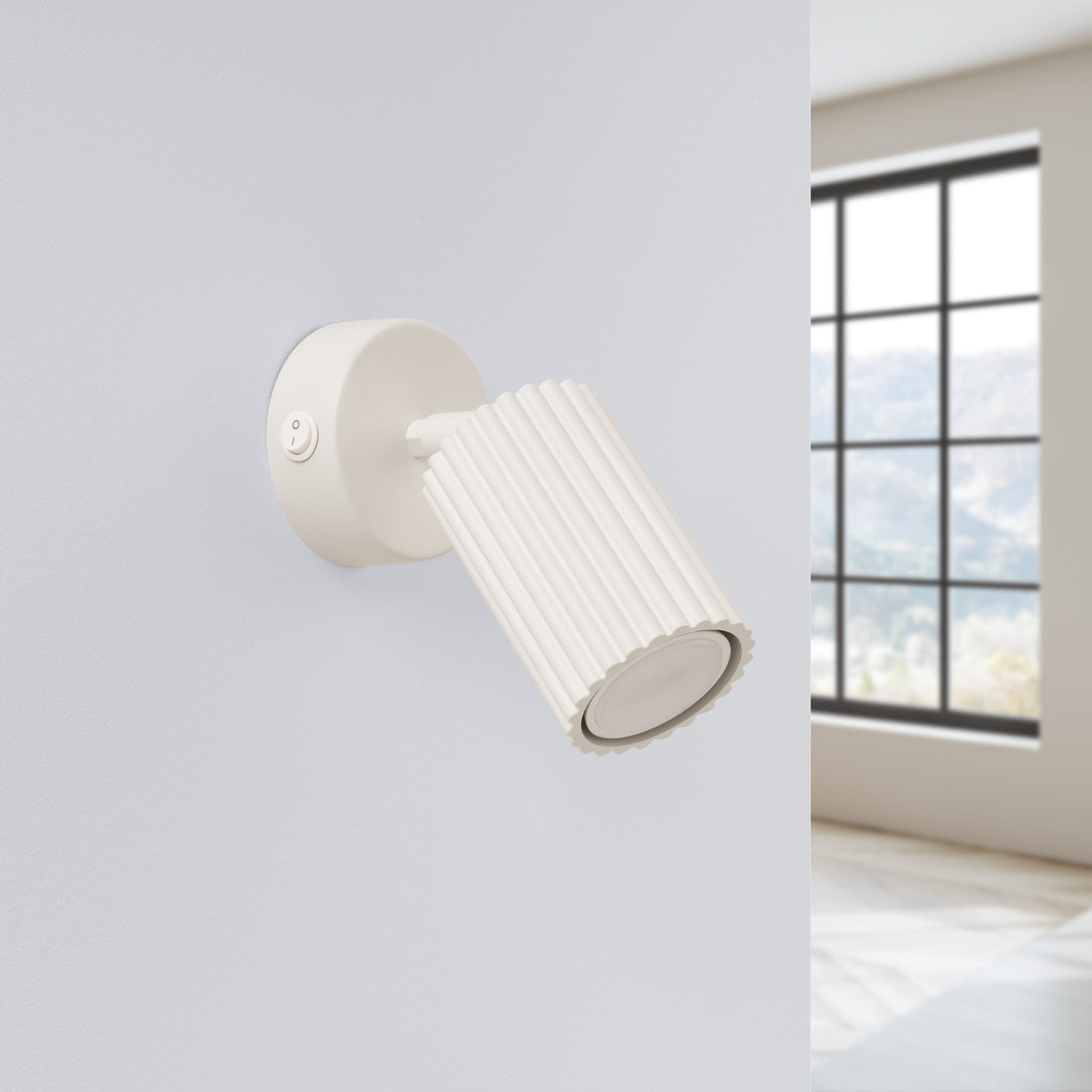 Wall light carbon beige with switch aluminum modern