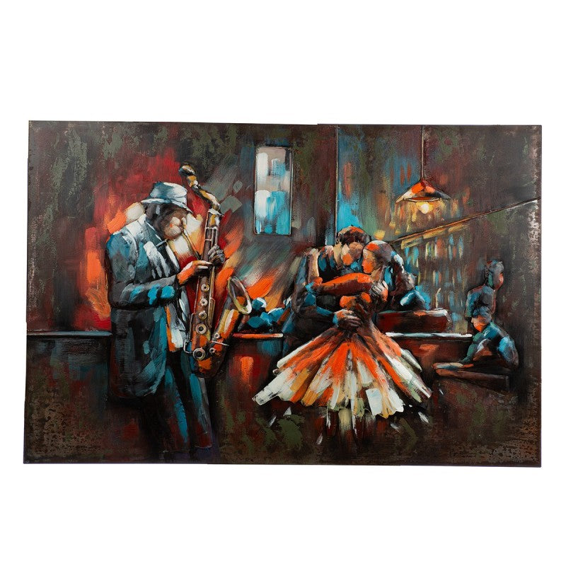 Wandbild Bar Szene Metall 3D Optik Modern 120x80cm