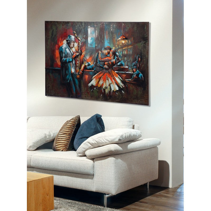 Wandbild Bar Szene Metall 3D Optik Modern 120x80cm