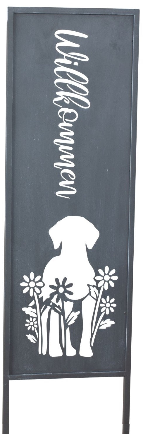 Garden stake Welcome with dog or cat Metal 83.5 cm Weatherproof