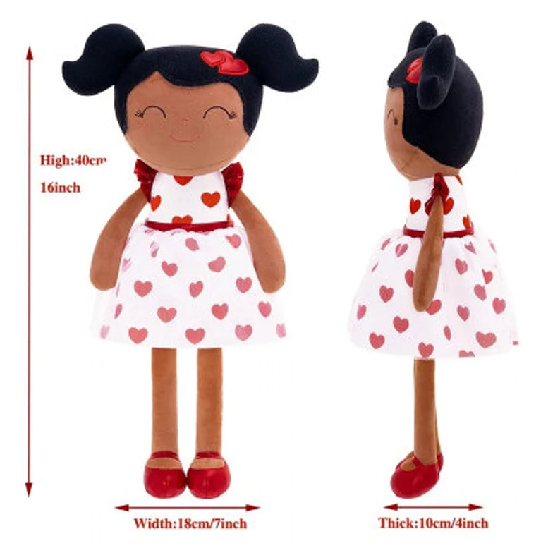 Gloveleya Stoffpuppe Amara Herzchenkleid Weiche Kuschelpuppe 40cm