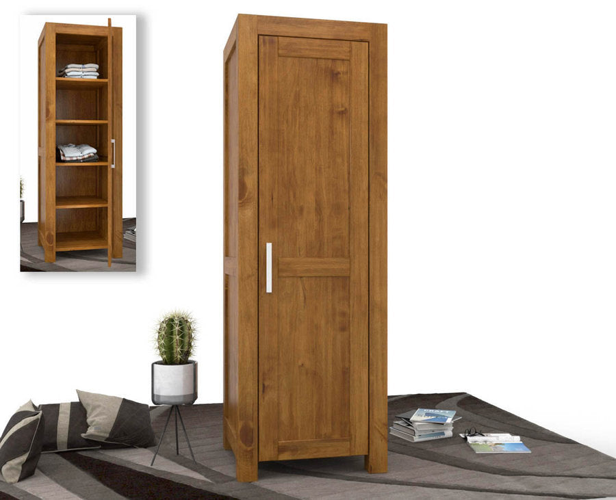 NATURA Kleiderschrank 1-Türig mit Regale Massivholz