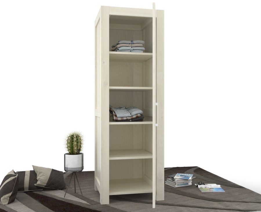 NATURA Kleiderschrank 1-Türig mit Regale Massivholz