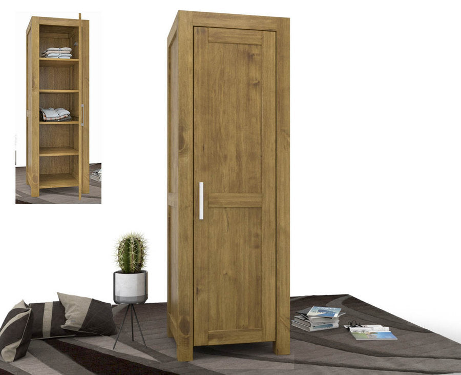 NATURA Kleiderschrank 1-Türig mit Regale Massivholz