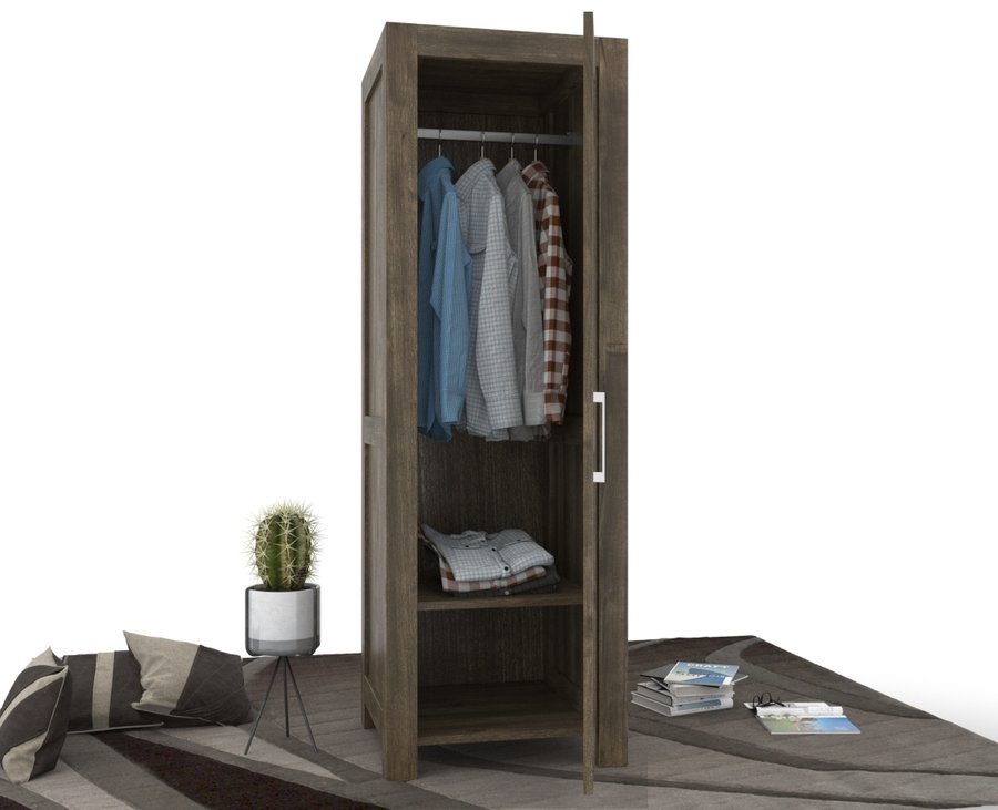 NATURA Kleiderschrank 1-Türig mit Kleiderstange Massivholz