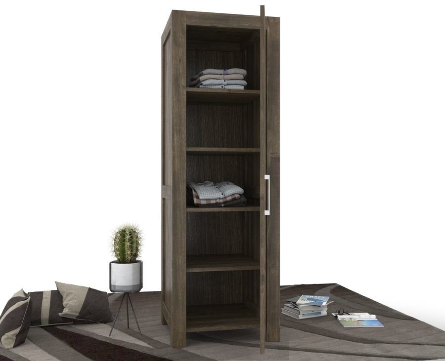 NATURA Kleiderschrank 1-Türig mit Regale Massivholz