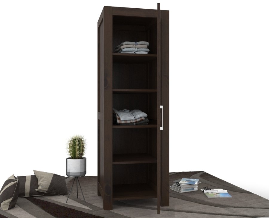 NATURA Kleiderschrank 1-Türig mit Regale Massivholz