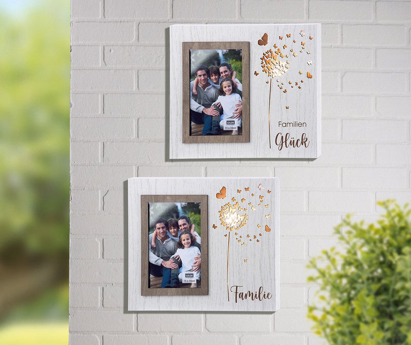 Set of 2 family LED photo frames in light gray – for unforgettable family moments in light and design