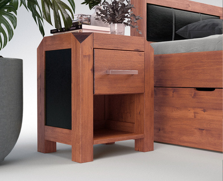 MODENA-VERSO Massivholz Nachttisch mit 1-Schublade