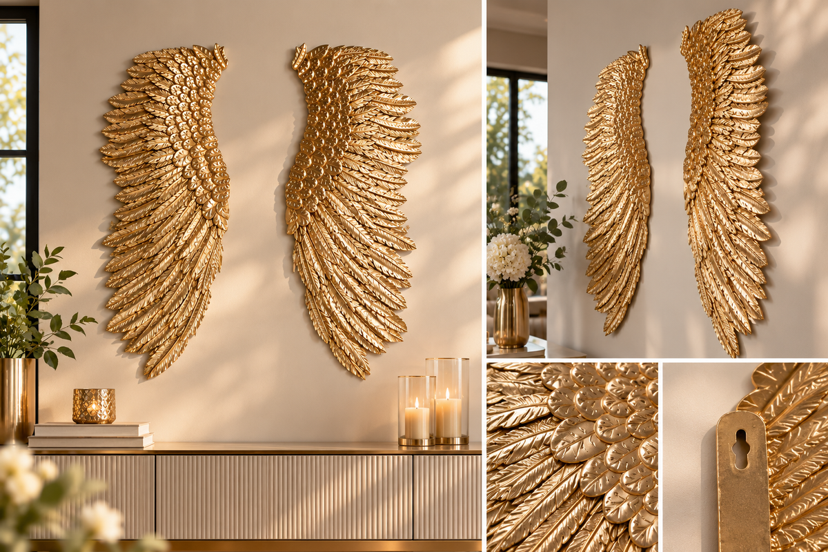 Wandrelief Golden Wings Engelsflügel Gold 2er Set 115,5 cm