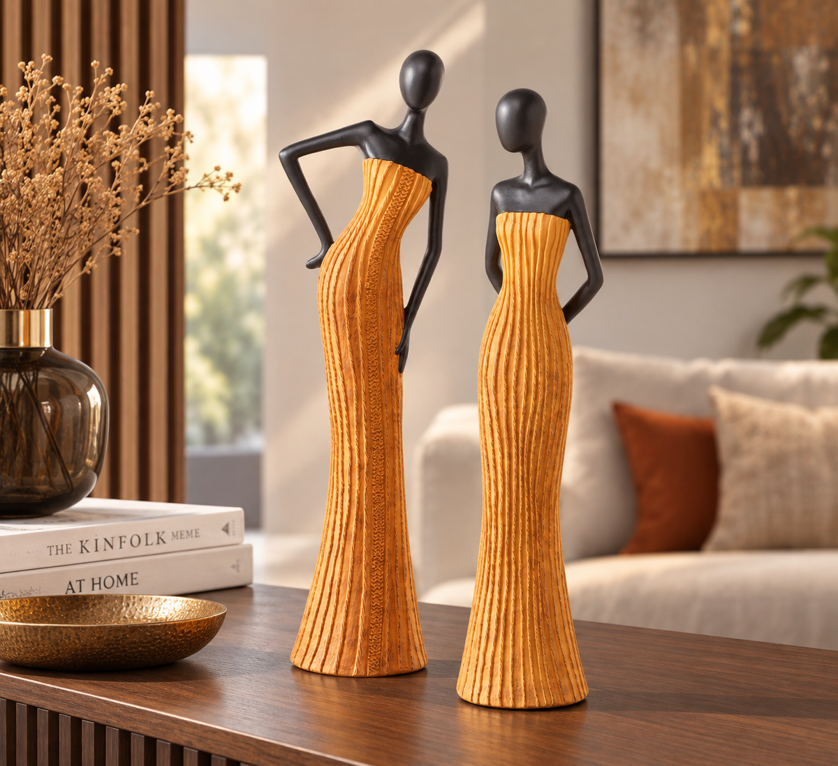 Dekofiguren Eleganza Ladys 2er Set schwarz orange-gelb 31 cm