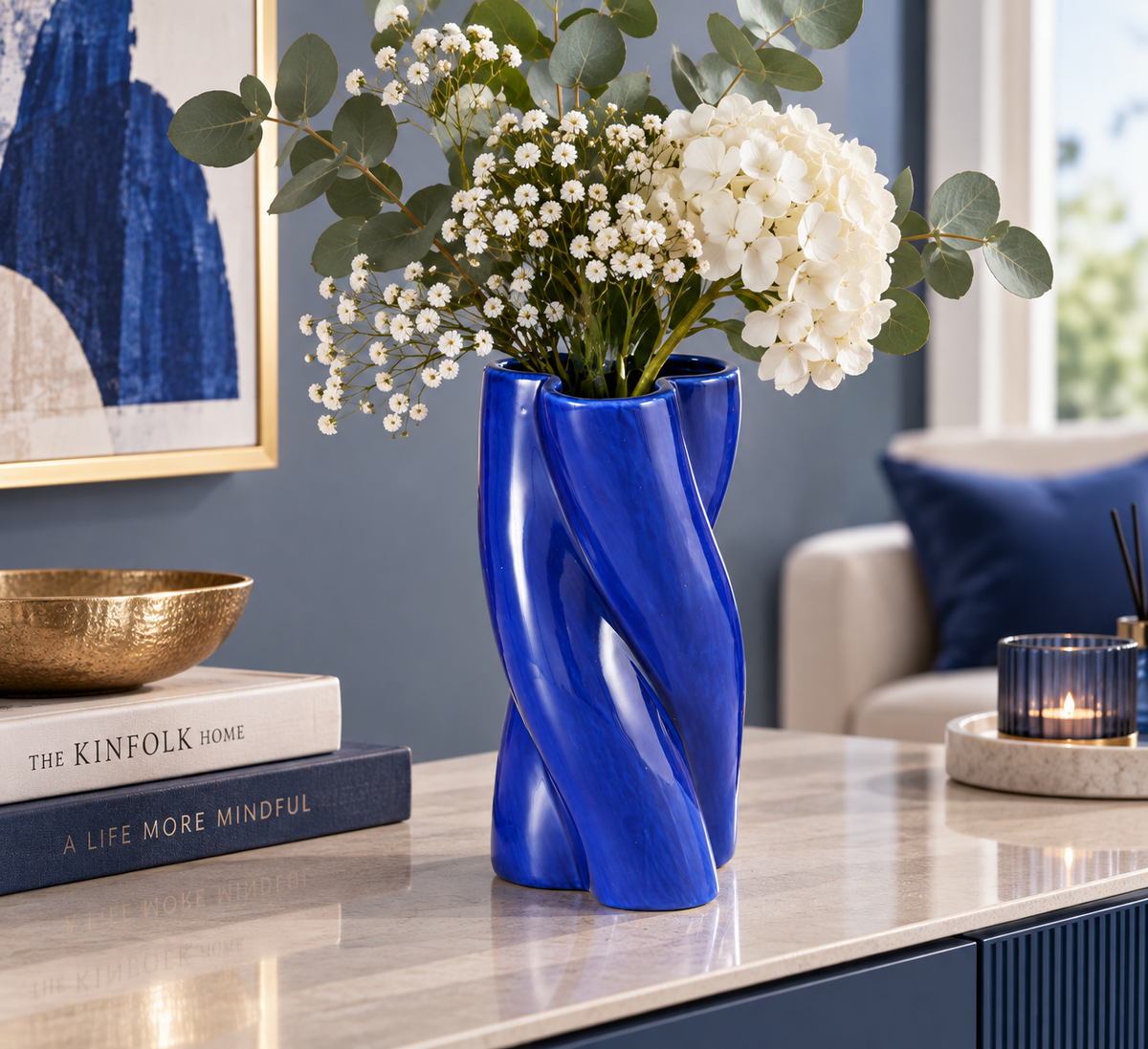 Vase Jupiter blau 18,5 cm handgefertigt