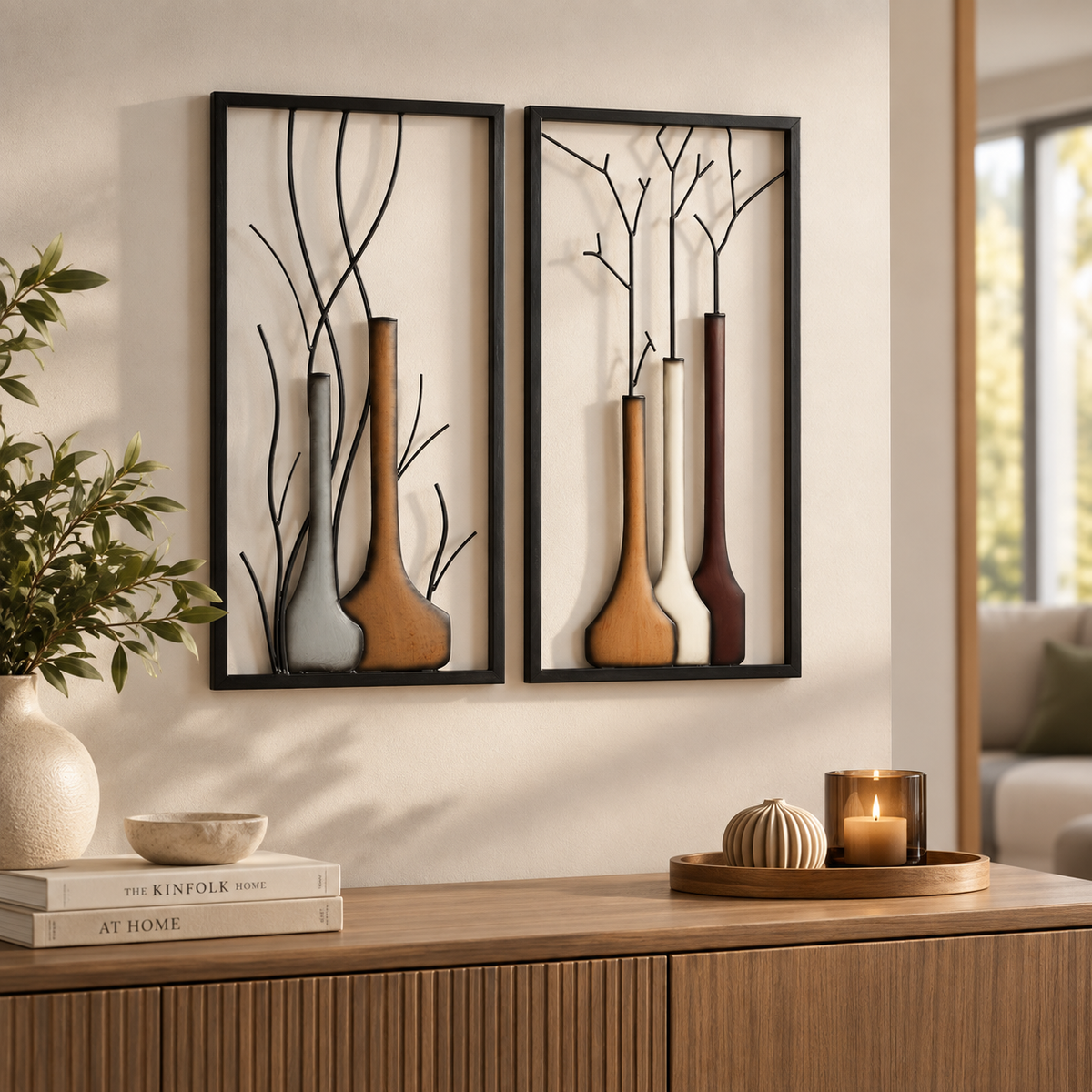 Wandbild Set Vase Herbst Winter MF Premium Edition 2 Teilig Metall