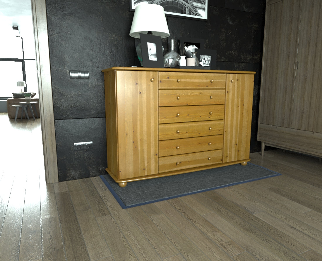 Anika Kommode XL Sideboard | Anrichte | 2-Türig | 6-Schubladen | 100% Bio Kiefer Massivholz