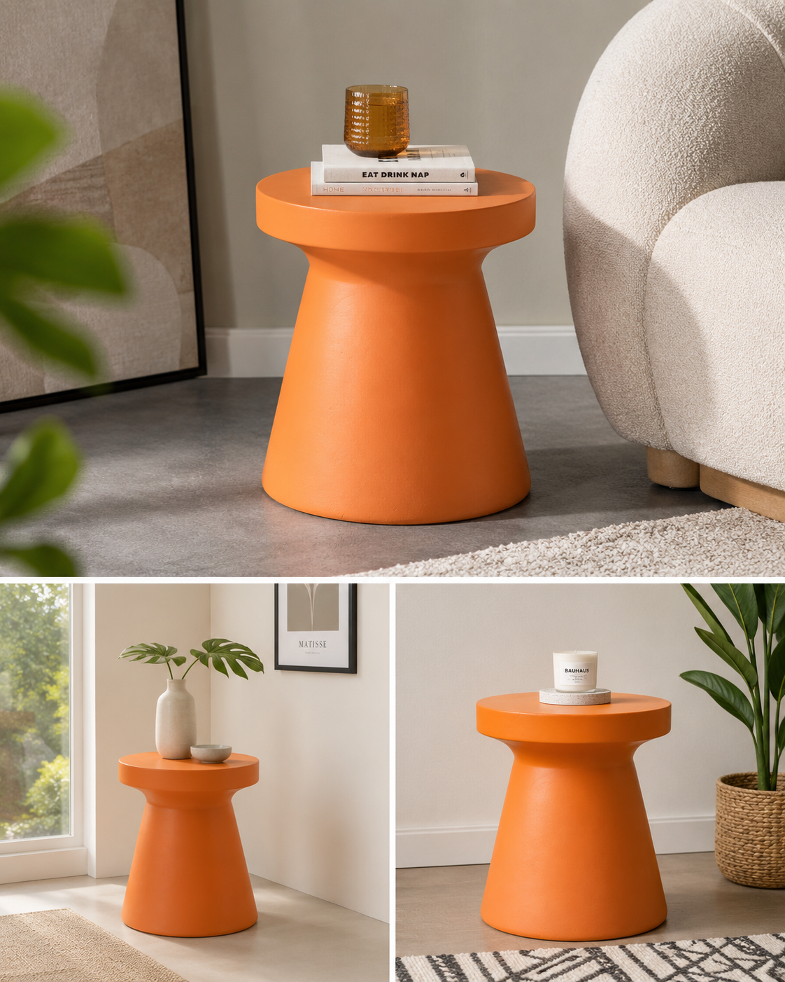 Beistelltisch Salvatore orange rund 35 cm modern