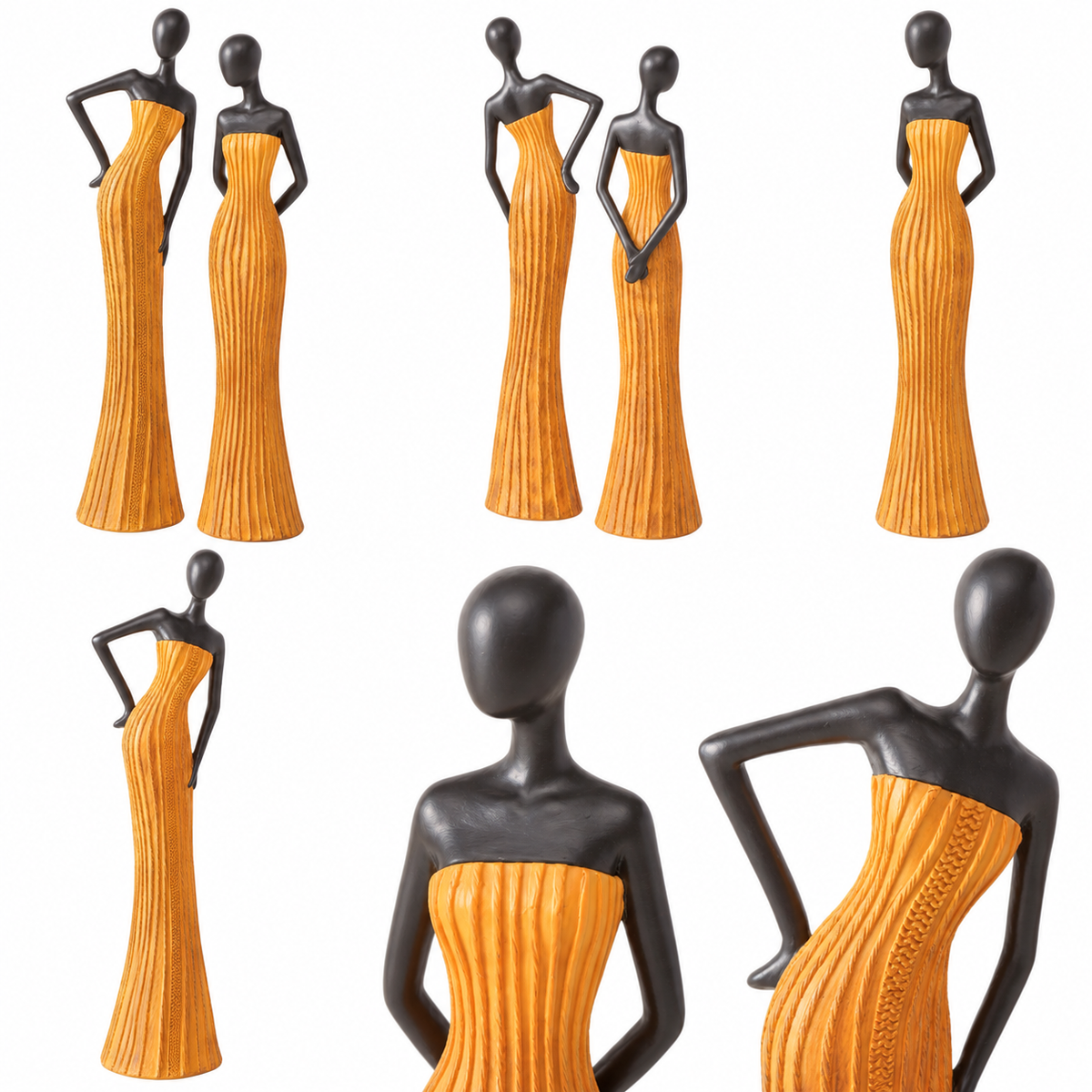 Dekofiguren Eleganza Ladys 2er Set schwarz orange-gelb 31 cm