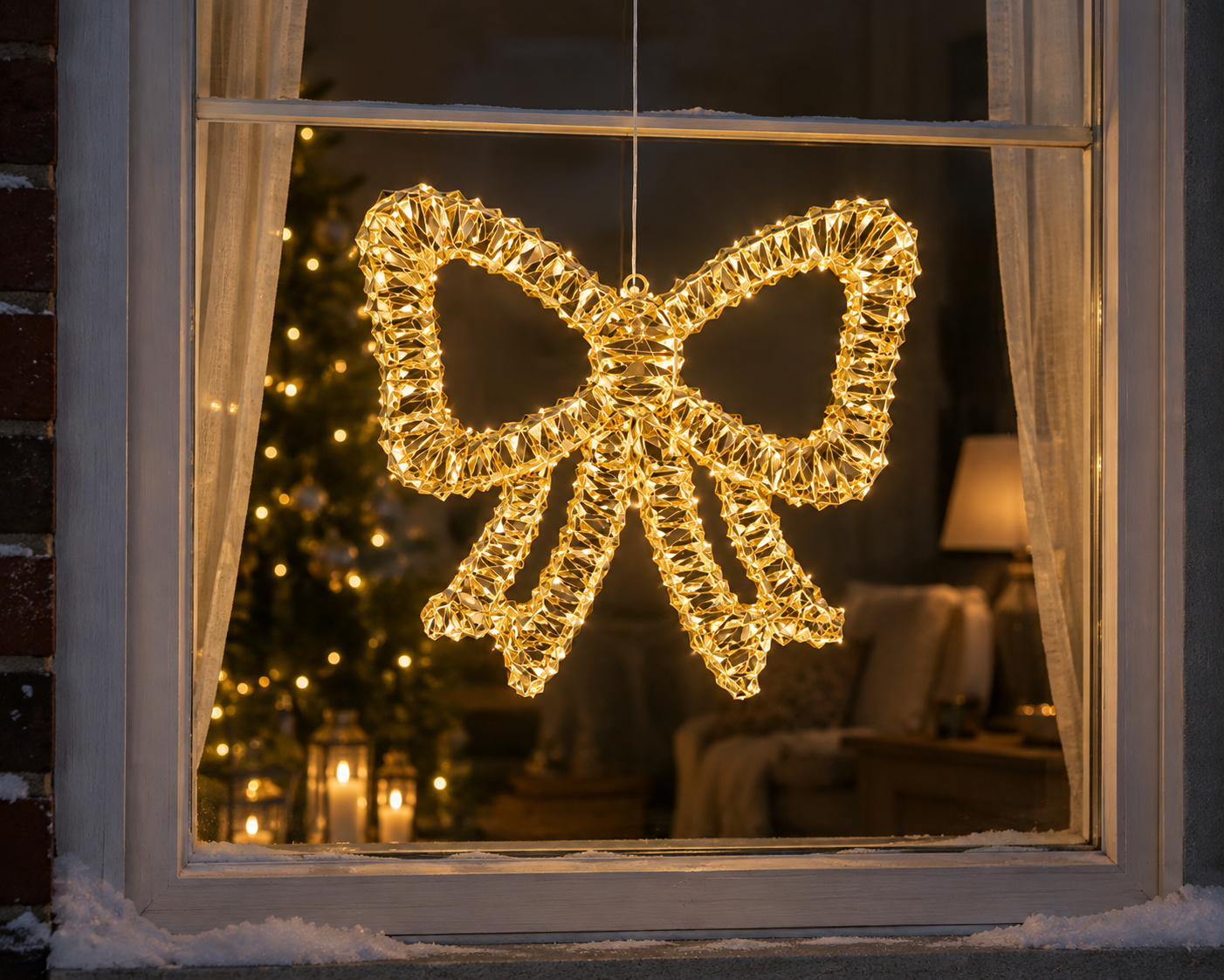 LED Deko Schleife Lumi goldfarben 46 cm für Innen und Außenbereich