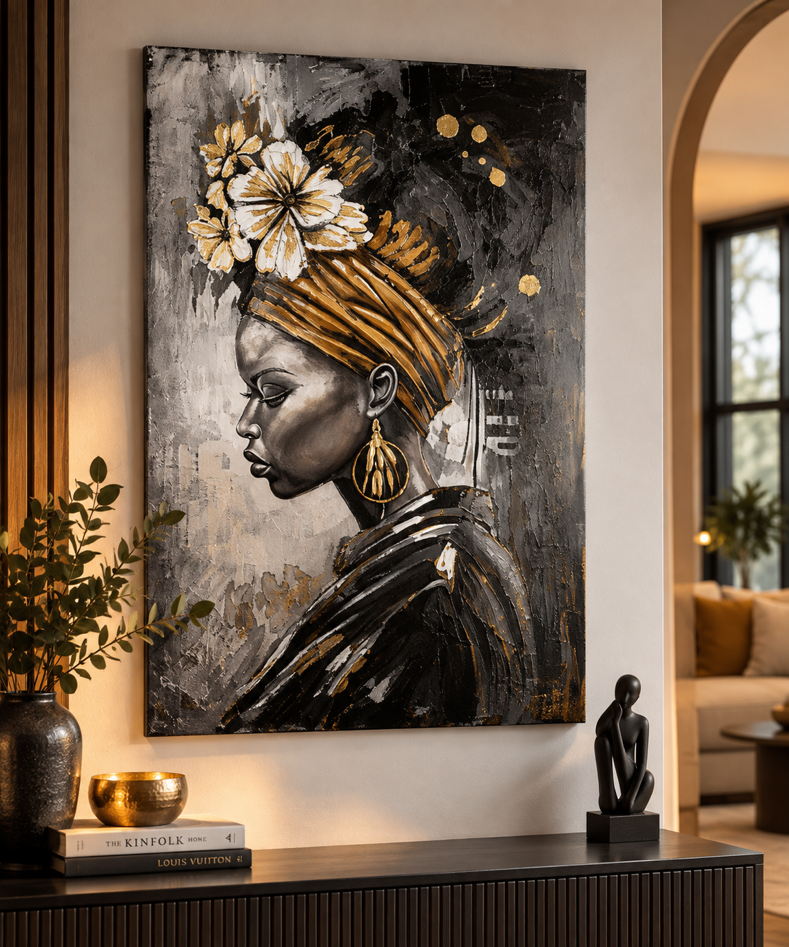 Metallbild Beauty in Black Frauenmotiv schwarz 80 x 120 cm