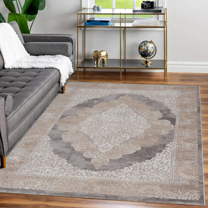 Sehrazat LEXA 4000 Grey Beige Exquisiter Designer Teppich in Grau Beige für anspruchsvolle Innenräume