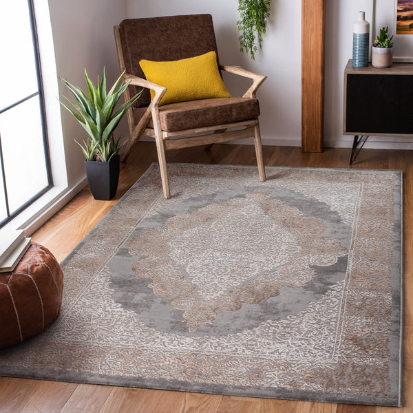 Sehrazat LEXA 4000 Grijsbeige Prachtig designtapijt in grijsbeige voor verfijnde interieurs
