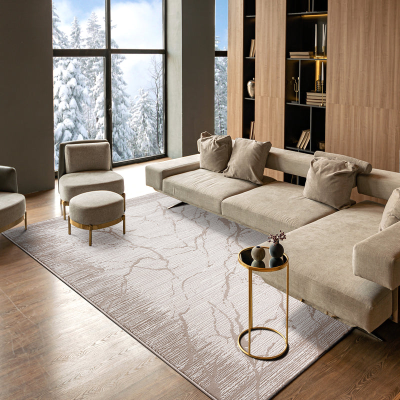 Sehrazat LEXA 6000 Beige Crème Prachtig designtapijt in Beige Crème voor verfijnde interieurs