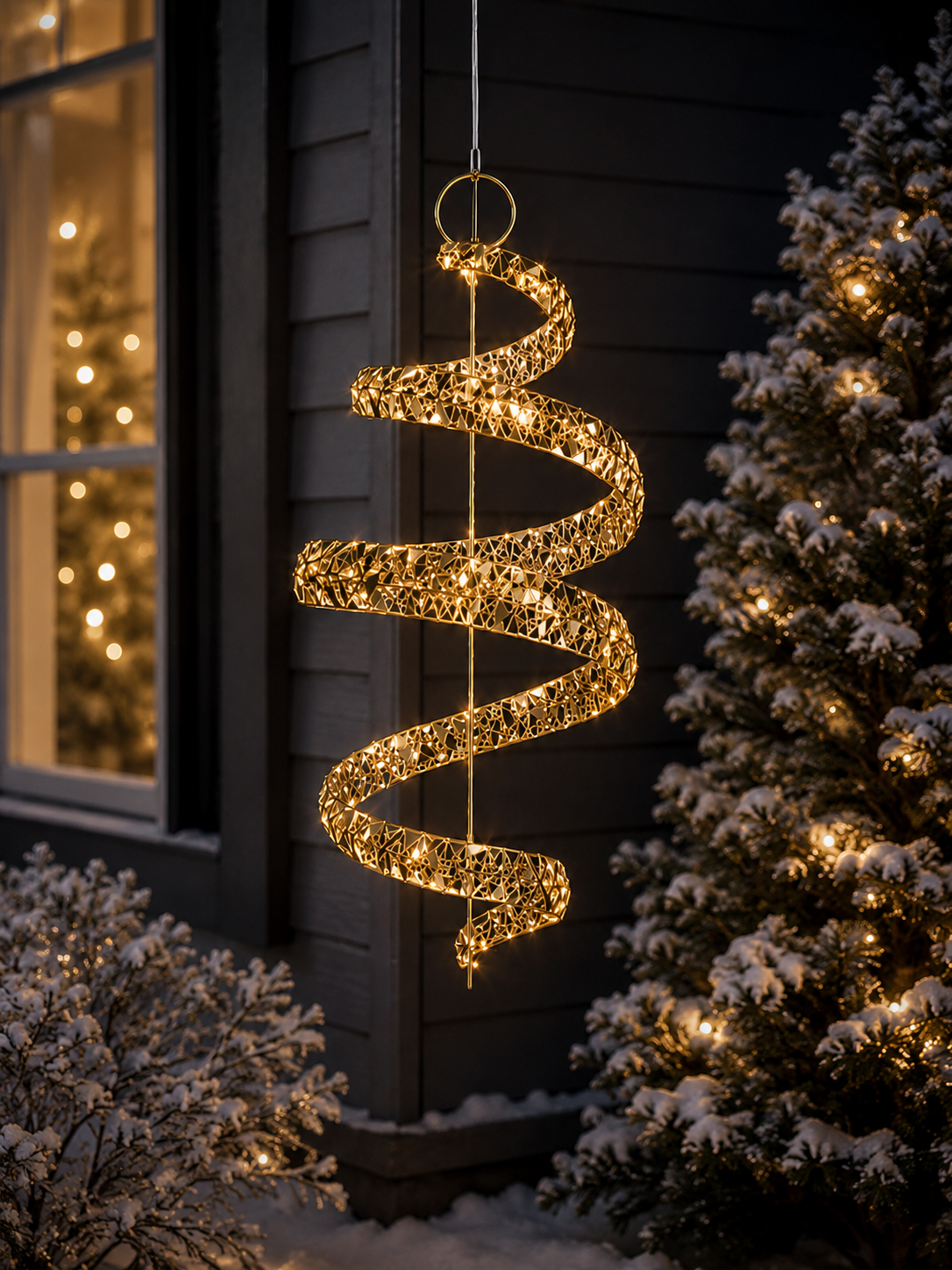 Micro LED Quirl Liora gold warmweiß für Innen und Außen 63 cm