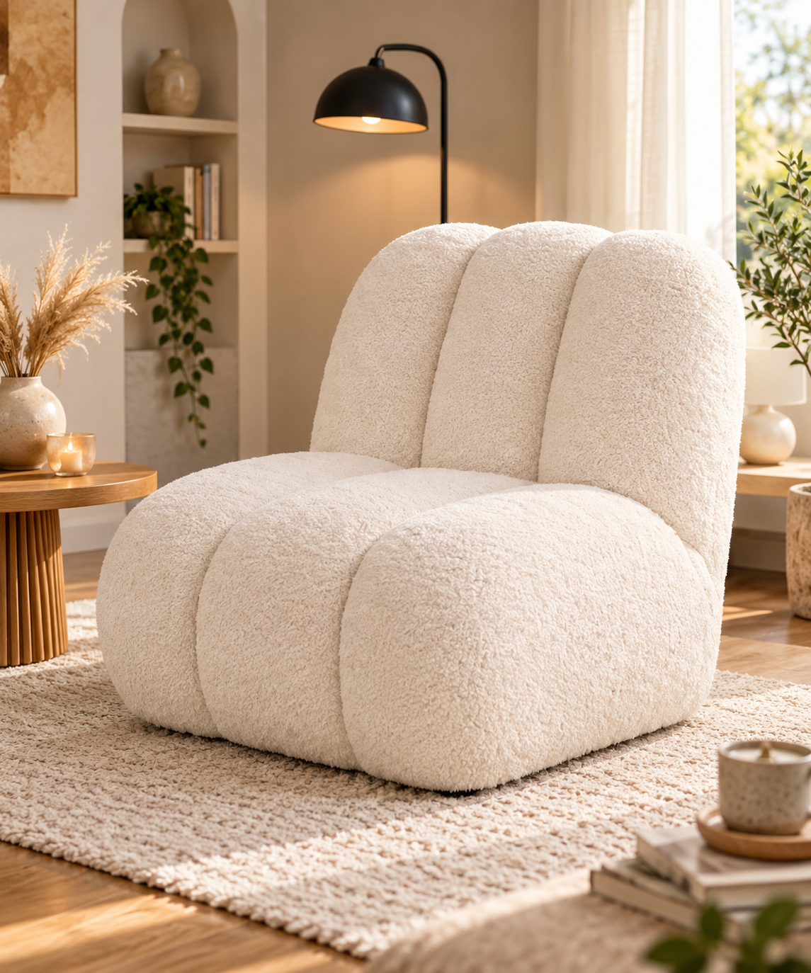 Sessel Amaris creme flauschig 87 x 73 x 74 cm