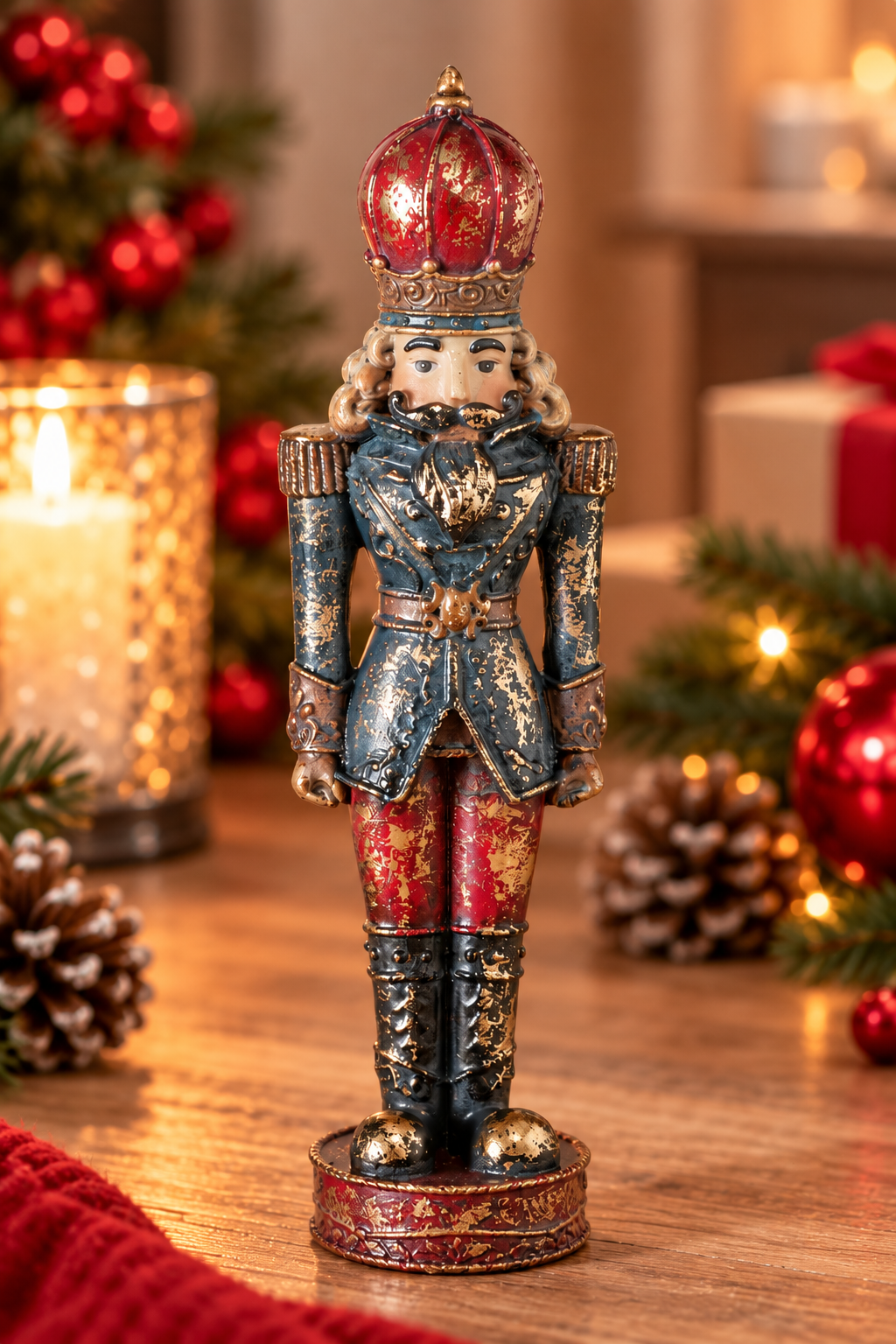 Nussknacker Figur Kronengarde rot blau 20 cm