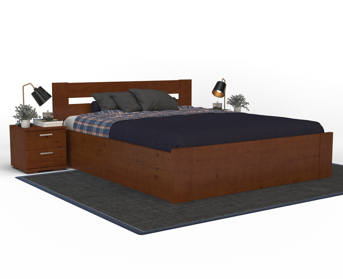 Nobis Kieferbett mit Bettkasten | Massivholz | Naturholz | 100% Bio-Bett inkl. Lattenrost