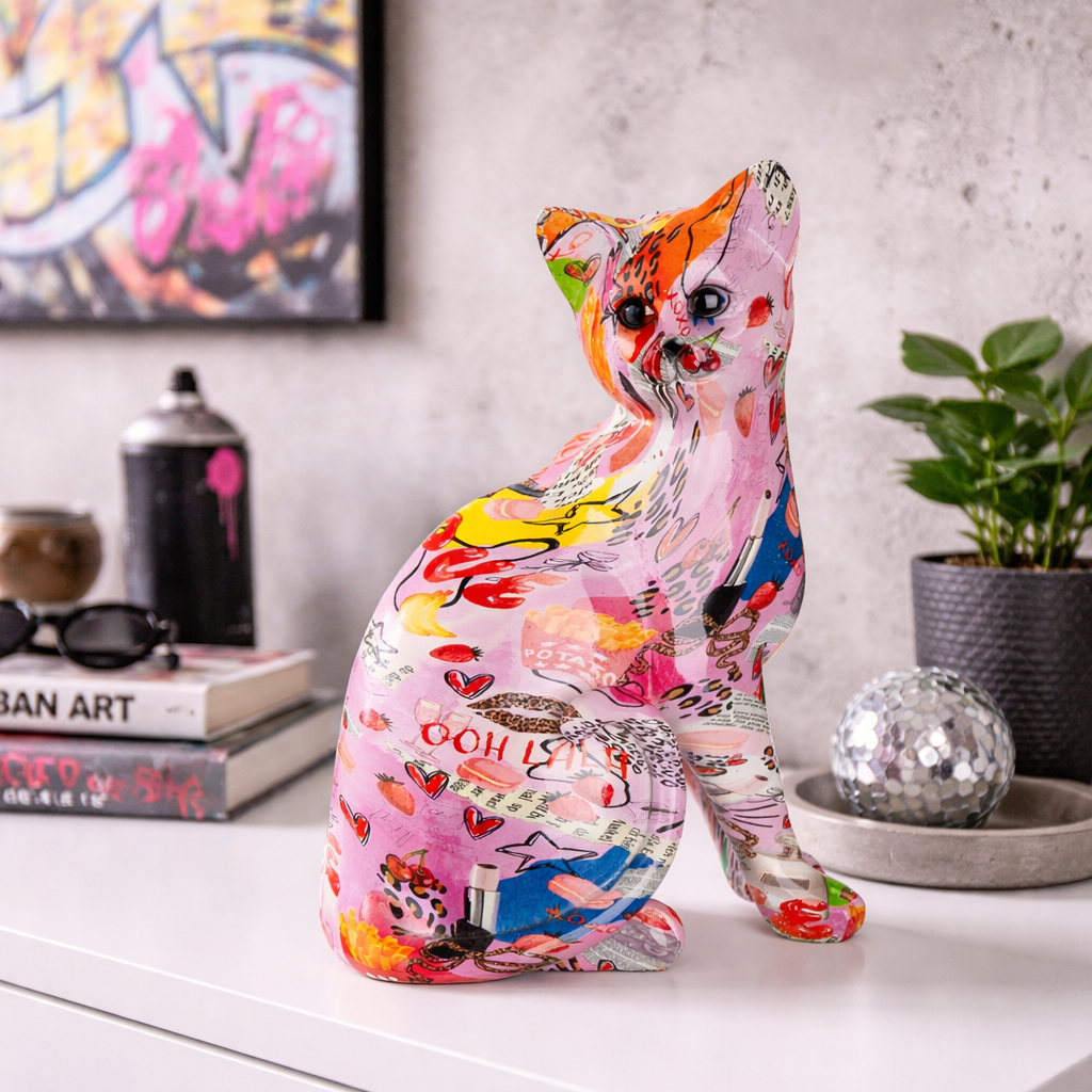 Katze Figur Liora mehrfarbig Streetart Deko 29 cm