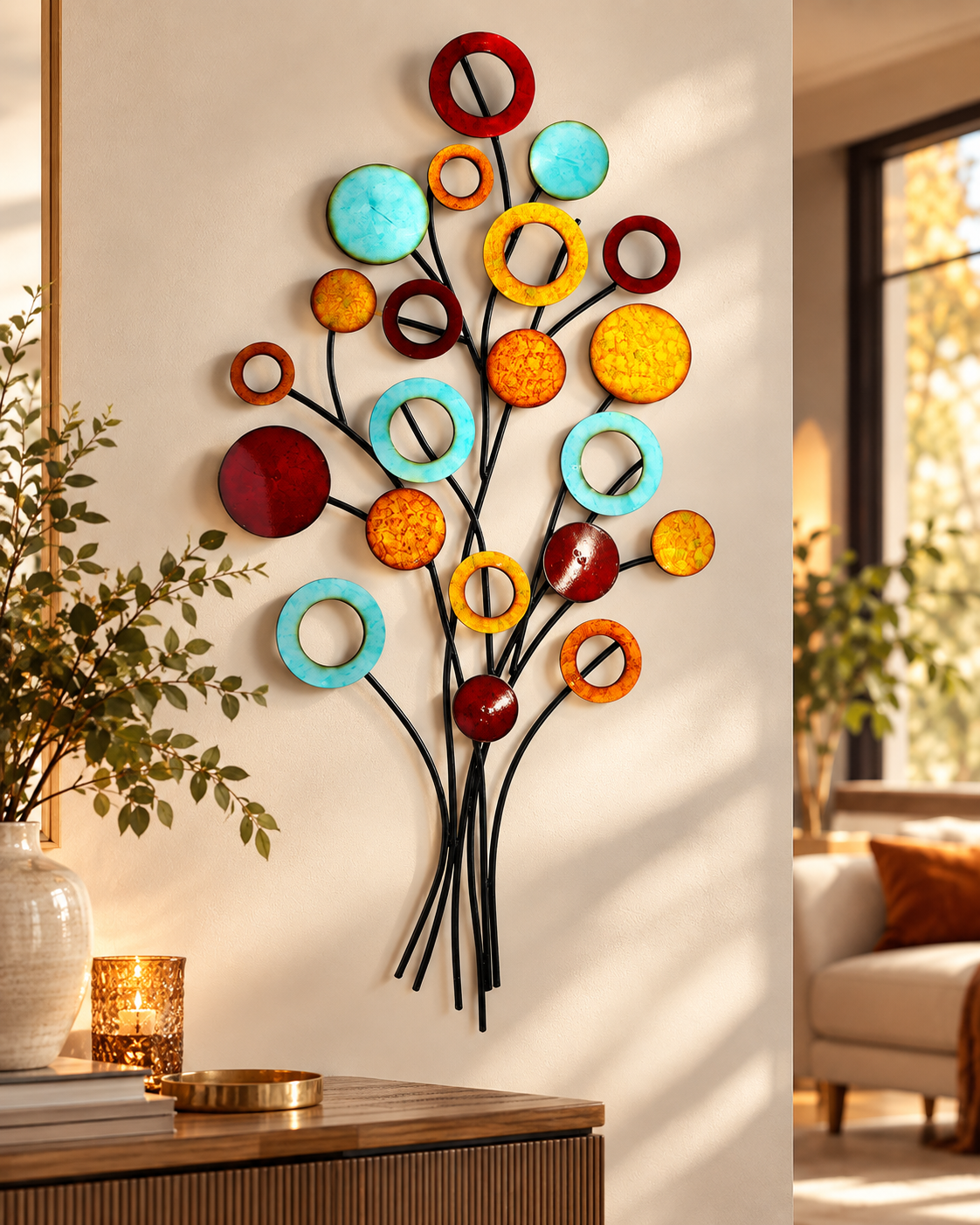 Wanddecoratie BUNTI metalen reliëf levensboom