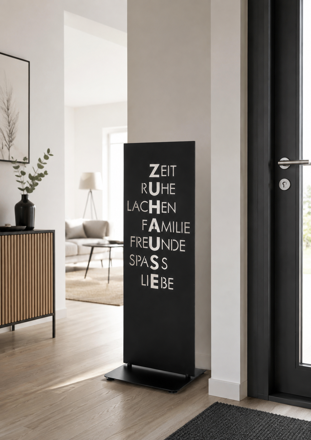 Standrelief Heimzeit Zuhause aus Metall schwarz 91 cm