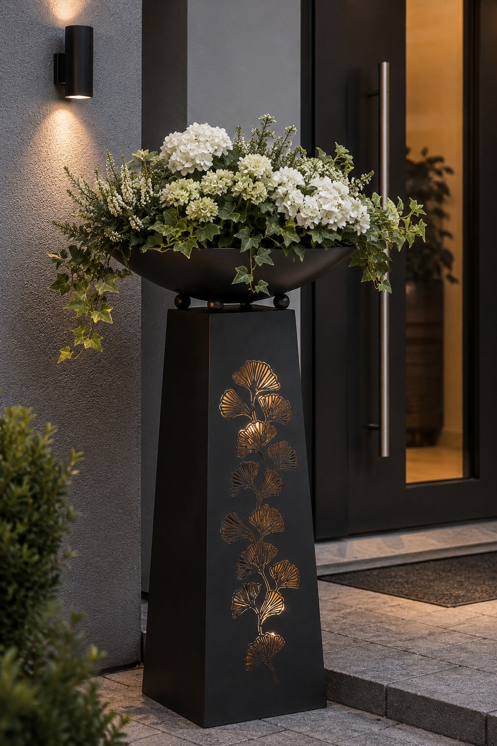Schalenständer Ginkgoblatt Nara schwarz 95 cm